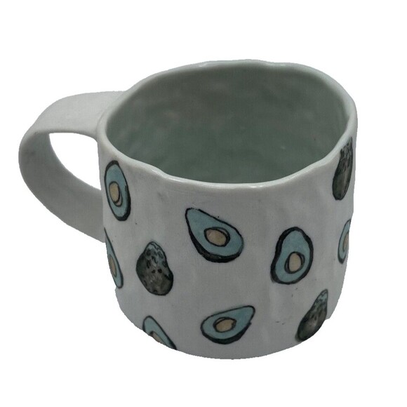 Mary Drabik Porcelain Avocado Mug Coffee Cup Studio Art Pottery Signed NEW - Picture 11 of 11